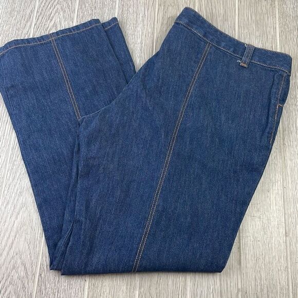Old Navy Denim - Old Navy Women's Tan Pleat Stitching Straight Leg Jeans Blue Size 10